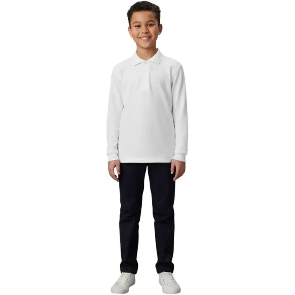 NEW! French Toast XXL 18/20 Long Sleeve Pique Polo Shirt White